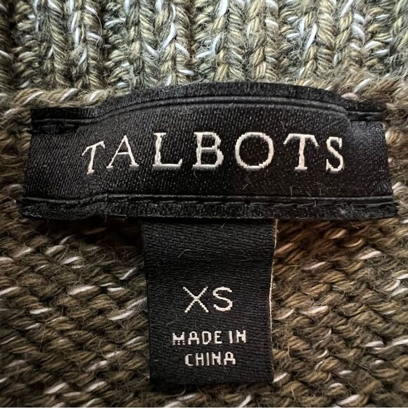 Talbots Cable Knit Cowl Neck Sweater Olive Size XS - Picture 3 of 4